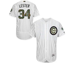 Chicago Cubs #34 Jon Lester Authentic White 2016 Memorial Day Fashion Flex Base MLB Jersey