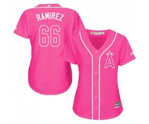 Women\'s Los Angeles Angels of Anaheim #66 J. C. Ramirez Authentic Pink Fashion Baseball Jersey
