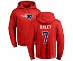 New England Patriots #7 Jake Bailey Red Name & Number Logo Pullover Hoodie