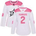 Women's Dallas Stars #2 Dan Hamhuis Authentic White Pink Fashion NHL Jersey