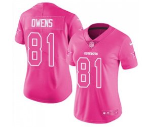 Women Dallas Cowboys #81 Terrell Owens Limited Pink Rush Fashion Football Jersey