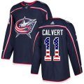 Columbus Blue Jackets #11 Matt Calvert Authentic Navy Blue USA Flag Fashion NHL Jersey