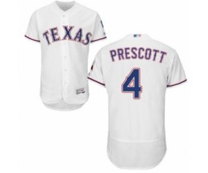 Texas Rangers #4 Dak Prescott White Home Flex Base Authentic Collection Baseball Jersey