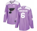 Adidas St. Louis Blues #6 Joel Edmundson Authentic Purple Fights Cancer Practice NHL Jersey