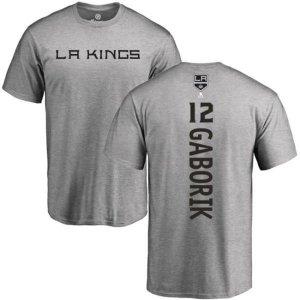 Los Angeles Kings #12 Marian Gaborik Ash Backer T-Shirt