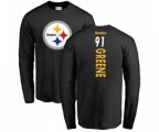Pittsburgh Steelers #91 Kevin Greene Black Backer Long Sleeve T-Shirt