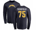 Los Angeles Chargers #75 Michael Schofield Navy Blue Name & Number Logo Long Sleeve T-Shirt