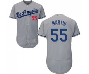 Los Angeles Dodgers #55 Russell Martin Grey Road Flex Base Authentic Collection Baseball Jersey