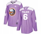 New York Islanders #6 Ryan Pulock Authentic Purple Fights Cancer Practice NHL Jersey