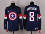 NHL Olympic Team USA #8 Joe Pavelski Navy Blue Captain America Fashion Stitched Jerseys
