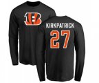 Cincinnati Bengals #27 Dre Kirkpatrick Black Name & Number Logo Long Sleeve T-Shirt