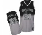 San Antonio Spurs #21 Tim Duncan Swingman Black Grey Fadeaway Fashion Basketball Jersey