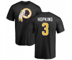 Washington Redskins #3 Dustin Hopkins Black Name & Number Logo T-Shirt