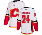 Calgary Flames #24 Travis Hamonic Authentic White Away Hockey Jersey