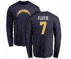 Los Angeles Chargers #7 Doug Flutie Navy Blue Name & Number Logo Long Sleeve T-Shirt