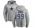 Dallas Cowboys #99 Antwaun Woods Ash Name & Number Logo Pullover Hoodie