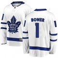 Toronto Maple Leafs #1 Johnny Bower Fanatics Branded White Away Breakaway NHL Jersey