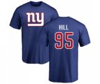 New York Giants #95 B.J. Hill Royal Blue Name & Number Logo T-Shirt