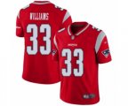 New England Patriots #33 Joejuan Williams Limited Red Inverted Legend Football Jersey