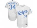 Los Angeles Dodgers #34 Fernando Valenzuela White Flexbase Authentic Collection Stitched Baseball Jersey