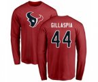 Houston Texans #44 Cullen Gillaspia Red Name & Number Logo Long Sleeve T-Shirt