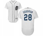 Detroit Tigers #28 Niko Goodrum White Home Flex Base Authentic Collection Baseball Jersey