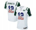 New York Jets #12 Joe Namath Elite White Road USA Flag Fashion Football Jersey
