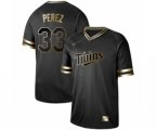 Minnesota Twins #33 Martin Perez Authentic Black Gold Fashion Baseball Jersey