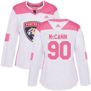 Women\'s Florida Panthers #90 Jared McCann Authentic White Pink Fashion NHL Jersey