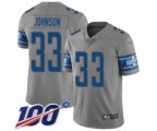 Detroit Lions #33 Kerryon Johnson Limited Gray Inverted Legend 100th Season Football Jersey