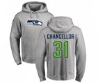 Seattle Seahawks #31 Kam Chancellor Ash Name & Number Logo Pullover Hoodie