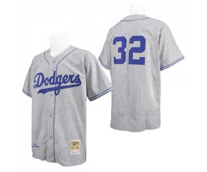 Los Angeles Dodgers #32 Sandy Koufax Authentic Grey Throwback Baseball Jersey