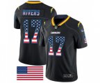 Los Angeles Chargers #17 Philip Rivers Limited Black Rush USA Flag Football Jersey