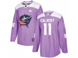 Columbus Blue Jackets #11 Matt Calvert Purple Authentic Fights Cancer Stitched NHL Jersey