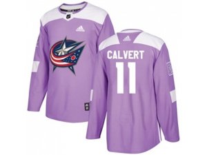 Columbus Blue Jackets #11 Matt Calvert Purple Authentic Fights Cancer Stitched NHL Jersey