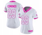 Women Arizona Cardinals #29 Chase Edmonds Limited White Pink Rush Fashion Football Jersey
