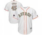Houston Astros #45 Gerrit Cole Replica White 2018 Gold Program Cool Base Baseball Jersey