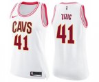 Women's Cleveland Cavaliers #41 Ante Zizic Swingman White Pink Fashion Basketball Jersey