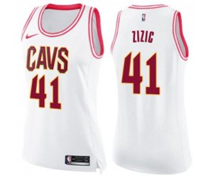 Women\'s Cleveland Cavaliers #41 Ante Zizic Swingman White Pink Fashion Basketball Jersey