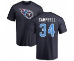 Tennessee Titans #34 Earl Campbell Navy Blue Name & Number Logo T-Shirt