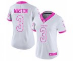 Women Tampa Bay Buccaneers #3 Jameis Winston Limited White Pink Rush Fashion Football Jersey
