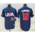 USA Baseball #12 Kyle Schwarber Number 2023 Navy World Baseball Classic Stitched Jerseys