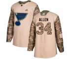 Adidas St. Louis Blues #34 Jake Allen Authentic Camo Veterans Day Practice NHL Jersey