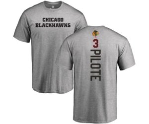 Chicago Blackhawks #3 Pierre Pilote Ash Backer T-Shirt