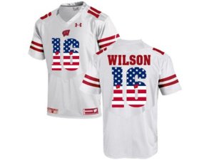 2016 US Flag Fashion-2016 Men\'s UA Wisconsin Badgers Russell Wilson #16 College Football Jersey - White