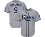 Tampa Bay Rays #9 Jake Smolinski Replica Grey Road Cool Base Baseball Jersey
