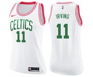 Women\'s Boston Celtics #11 Kyrie Irving Swingman White Pink Fashion Basketball Jersey