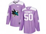 Adidas San Jose Sharks #50 Chris Tierney Purple Authentic Fights Cancer Stitched NHL Jersey