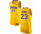 Los Angeles Lakers #23 LeBron James Authentic Gold Basketball Jerseys - Icon Edition