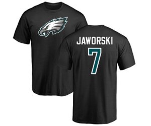 Philadelphia Eagles #7 Ron Jaworski Black Name & Number Logo T-Shirt